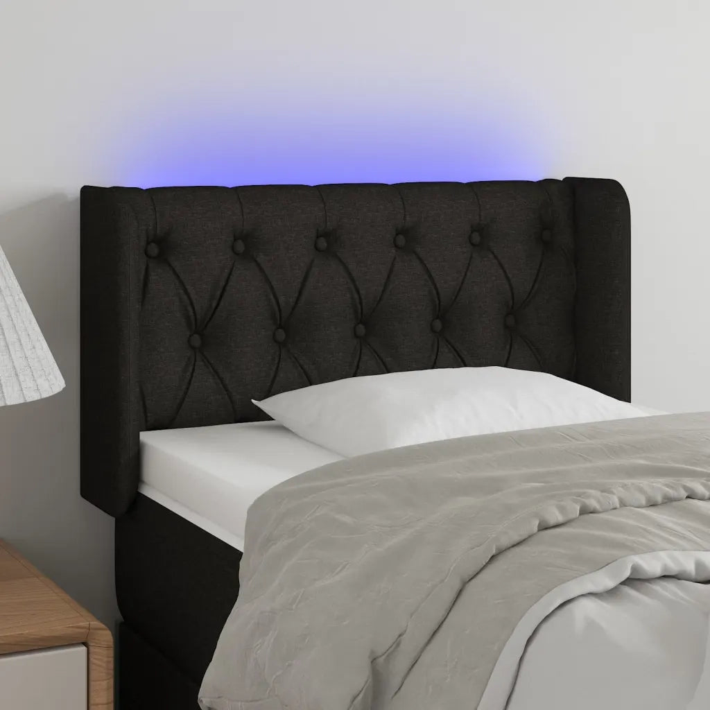 Testiera | Testata a LED Nera 83x16x78/88 cm in Tessuto