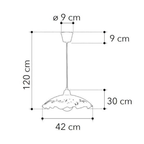 LAMPADARIO SOSPENSIONE IN VETRO DIAMETRO 42 CM 1XE27 VICTORIA FAN EUROPE