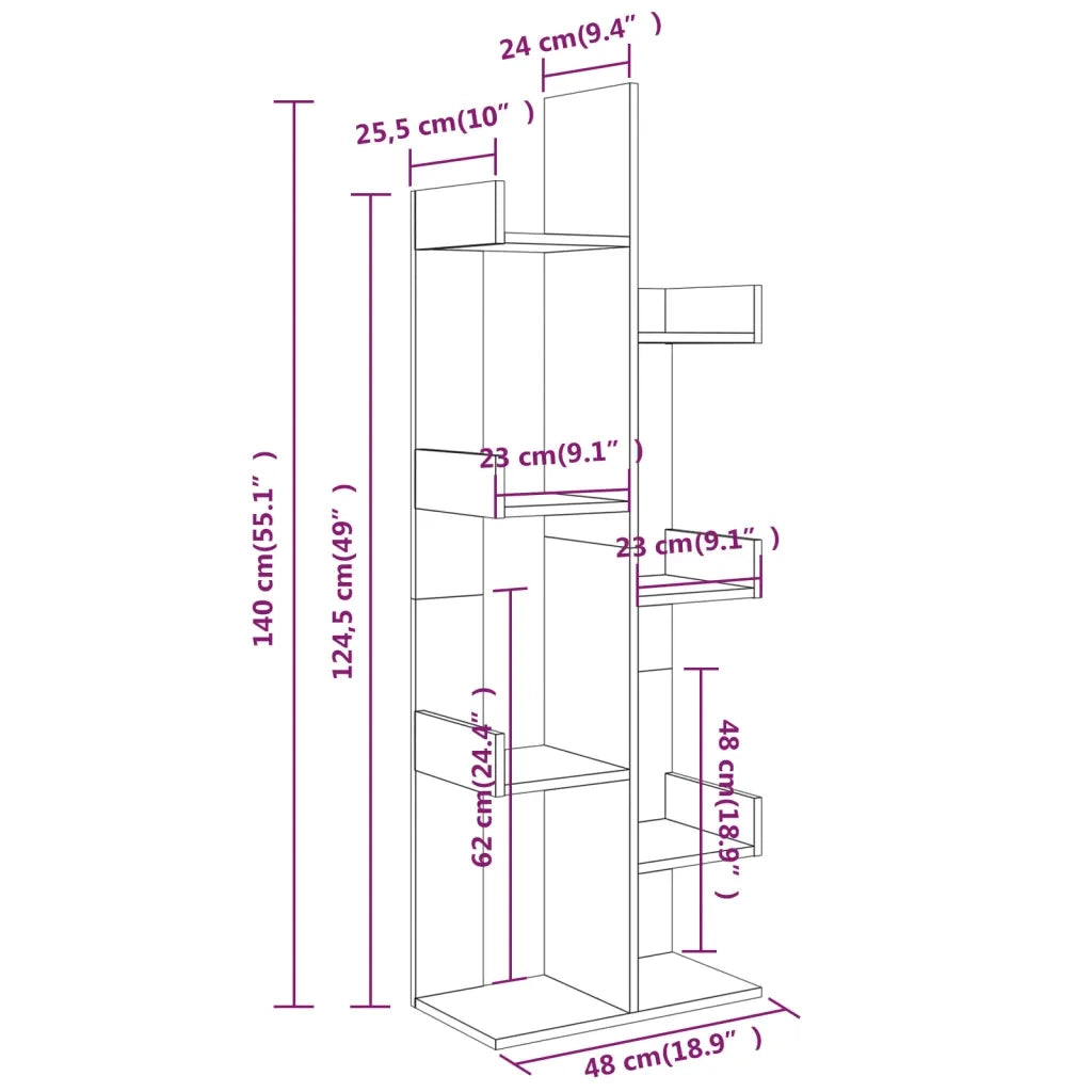 Libreria 48x25x140 cm Grigio Sonoma Legno Multistrato 816006