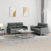 Set di Divani 2 pz con Cuscini Grigio Scuro in Tessuto 3201569