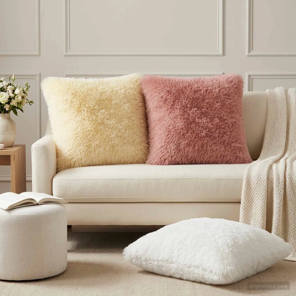 Cuscino con cuscino HEERLEN 2 pz Bianco Fleece PV 928616