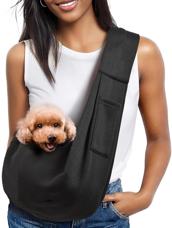 Porta cani portatile – Portatile con manubrio reversibile per cani e gatti – Con cintura di sicurezza – Nero