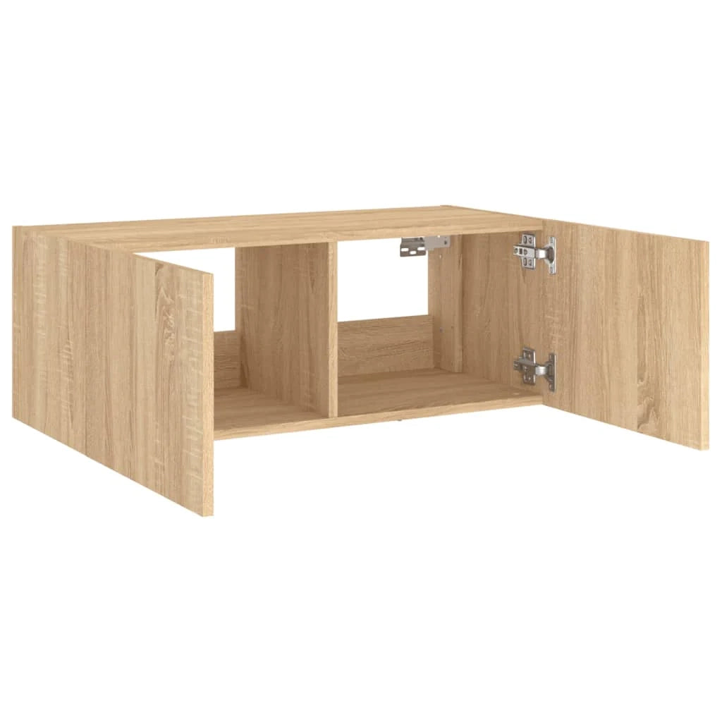 Mobile TV multimediale mensola TV credenza mobile TV sala da pranzo soggiorno parete attrezzata per camera da letto con luci LED rovere Sonoma 80 x 35 x 31 cm marrone 02_0028029