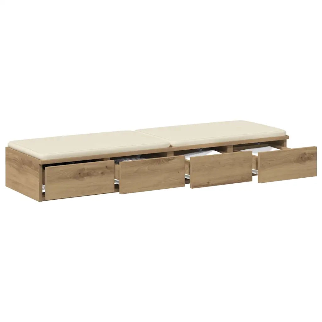 Cassetti per letto | Comodino | Armadio da Notte | Mobiletto da notte Rovere artigianale 120 x 36,5 x 16,5 cm