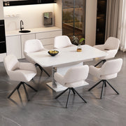 Set di 6 sedie girevoli con braccioli in Sherpa bianco
