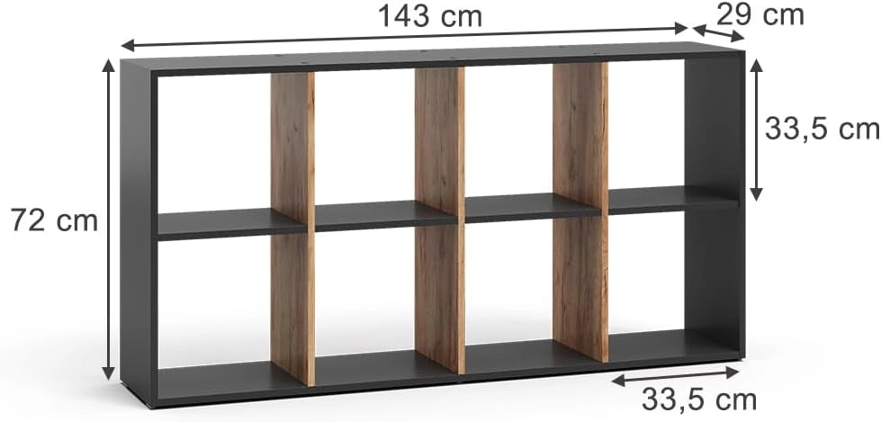 Scaffale Scutum, Antracite/quercia dorata, 143 x 72 cm