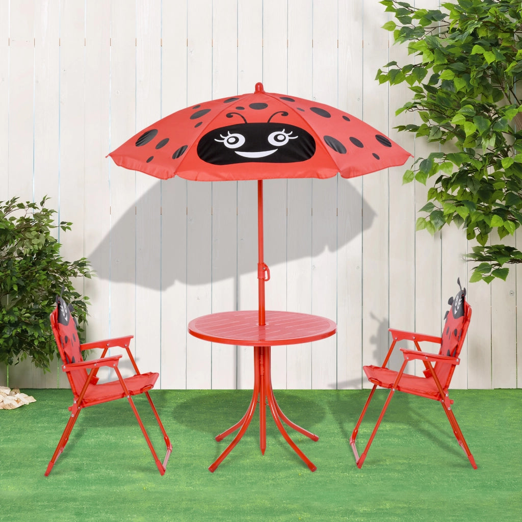Set da giardino per bambini 4 pezzi ¨C zephmum ¨C Acciaio, Tessuto Oxford, Rosso