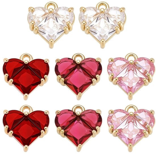 Accessori per gioielli DIY - 8 pezzi - Zirkonia - Hanger con strass - Dimensioni 12 x 12,5 x 4 mm - Accessorio per gioielli