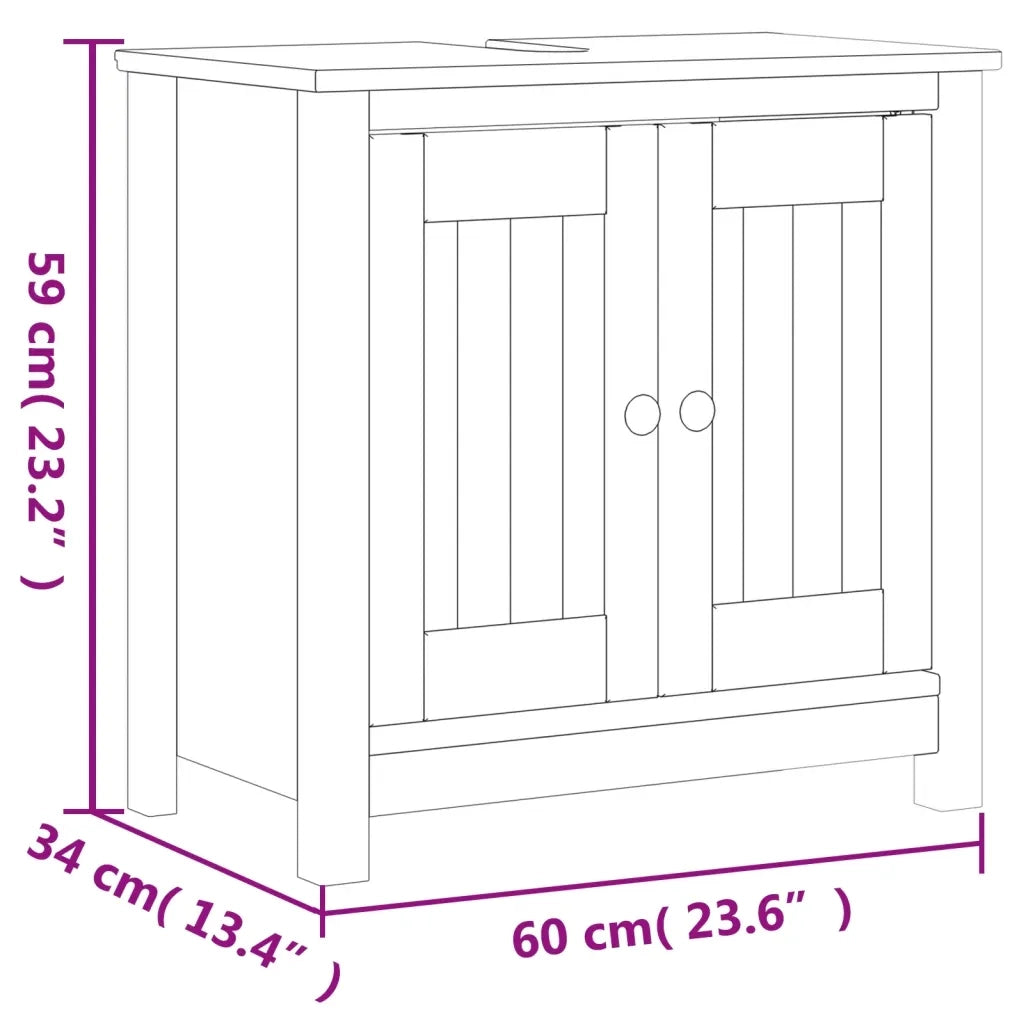 Set Mobili da Bagno 3 pz BERG Nero in Legno Massello di Pino 3206495