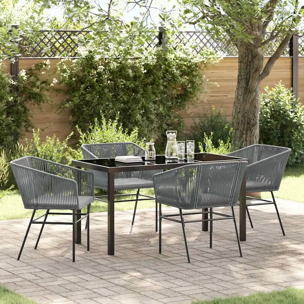 Set da Pranzo per Giardino con cuscino 5 pz | Set Salotto da Giardino Grigio