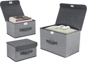 Cassetto di archiviazione con coperchio - Cassetto pieghevole cubico - Bianco e nero