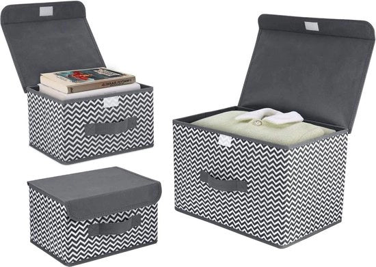 Cassetto di archiviazione con coperchio - Cassetto pieghevole cubico - Bianco e nero