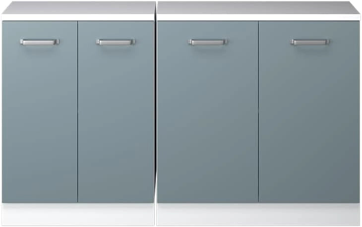 Set di mobili sottotetto Rion, Grigio-blu, 140 cm Set di 2 carcasse armadio profondità 60 cm, adatto per il salvaspazio sotto tetti spioventi