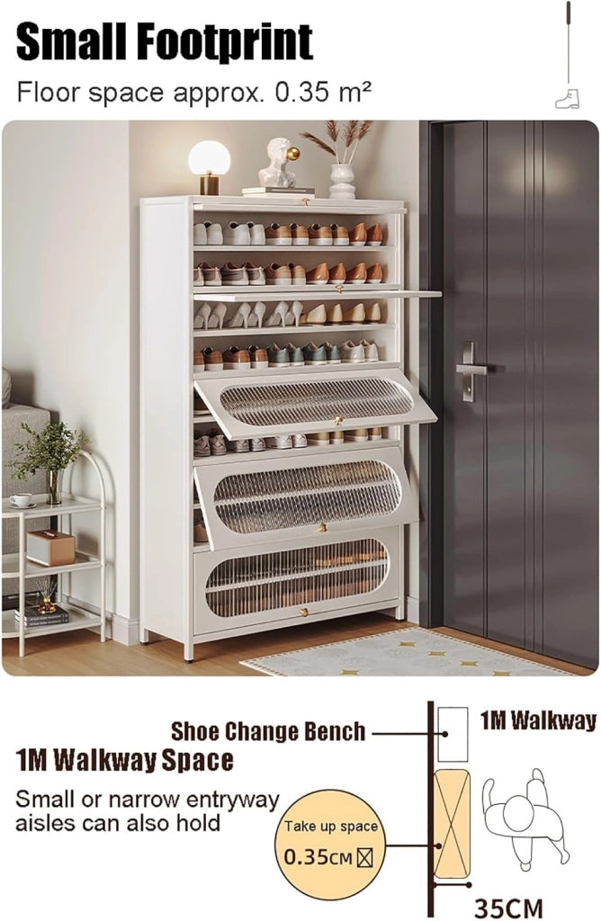 scarpiera Scarpiera con 3 ante a pressione, organizer per riporre le scarpe, mobili in acciaio al carbonio, scarpiera da ingresso con laminati rimovibili, scarpiera indipendente per interni ed es