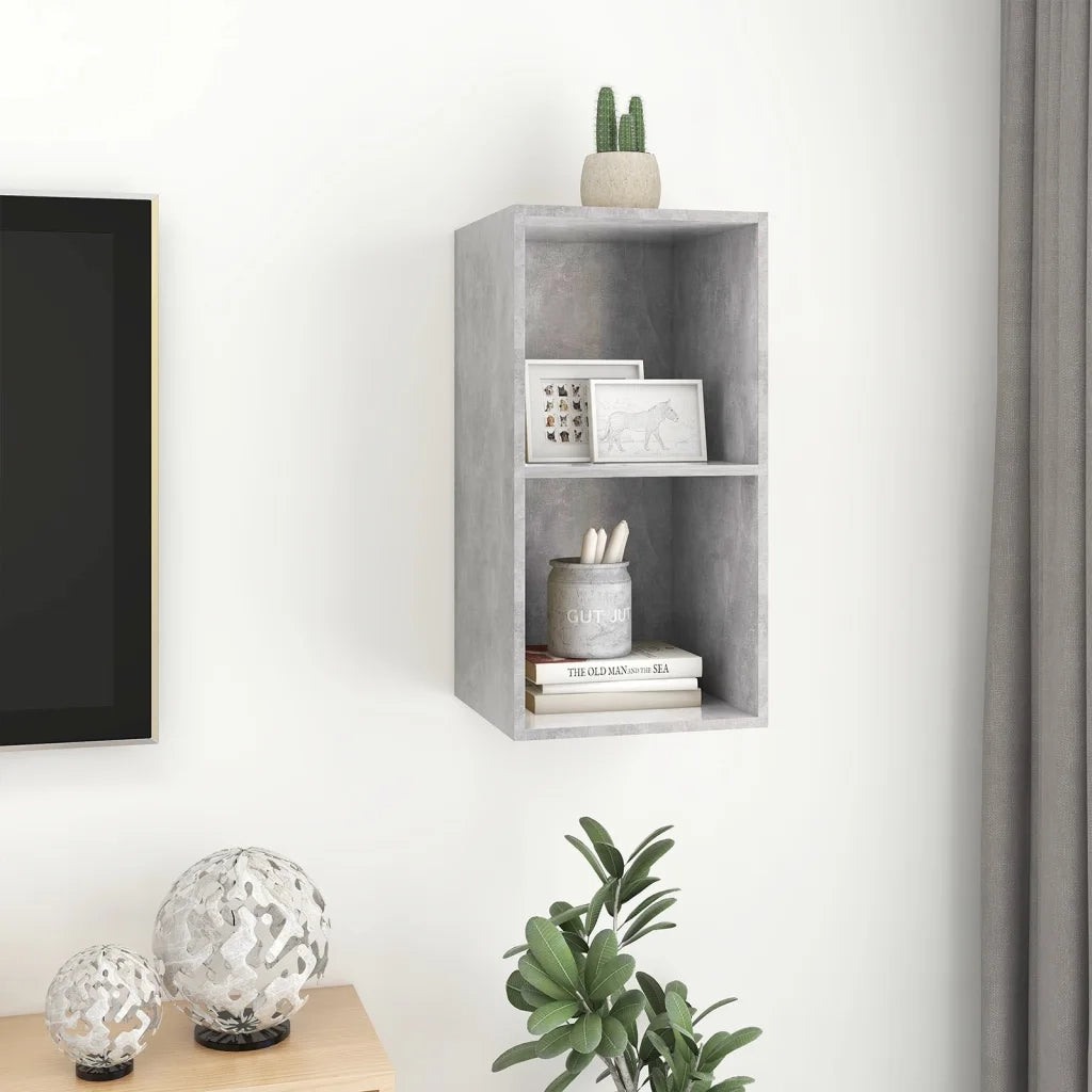 Mobile TV da Parete Grigio Cemento 37x37x72cm Legno Multistrato 805475