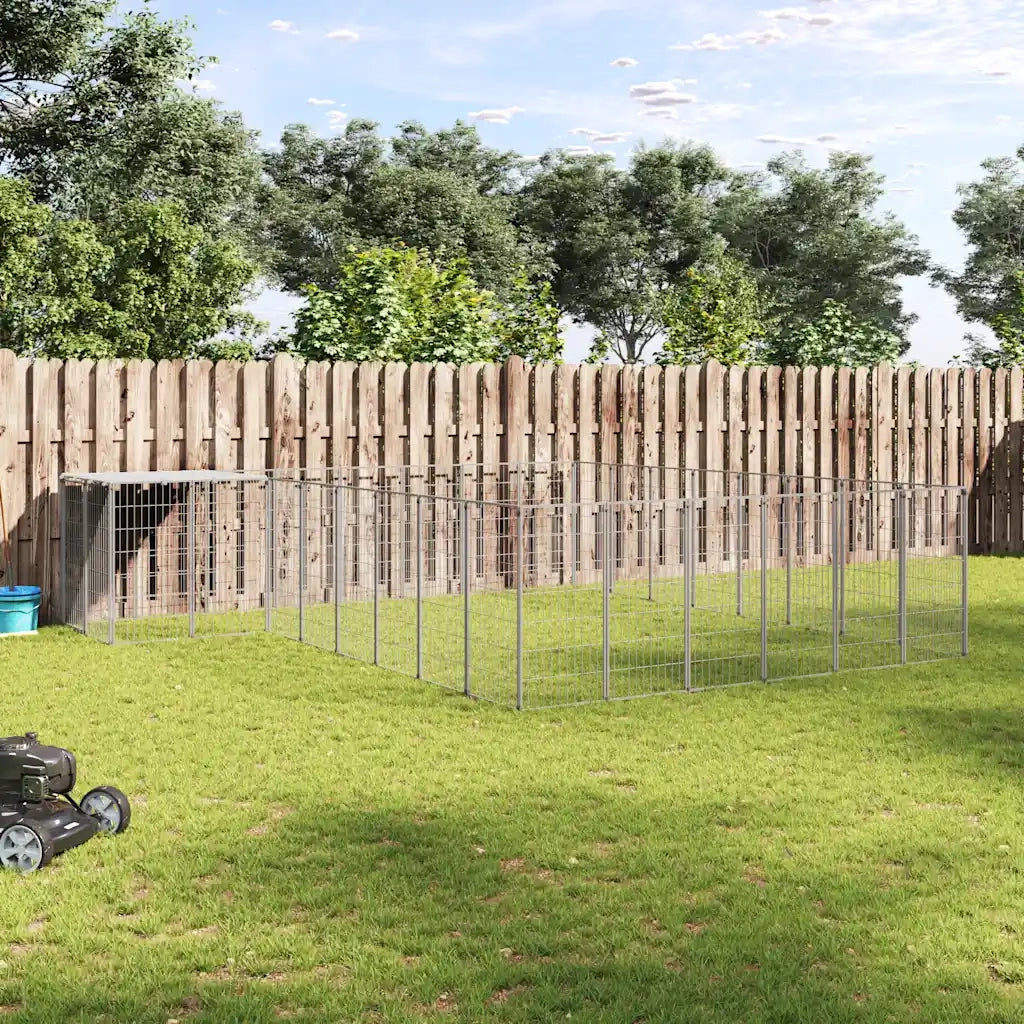 Gabbia per Cani Argento 15,73 m² in Acciaio 3082233