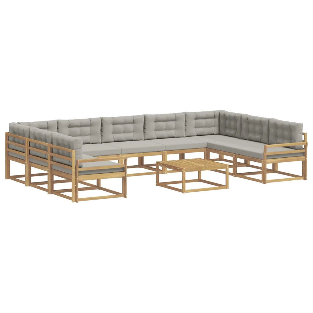 Set di divani da esterno 10 pz Bianco e Grigio Chiaro 3387070