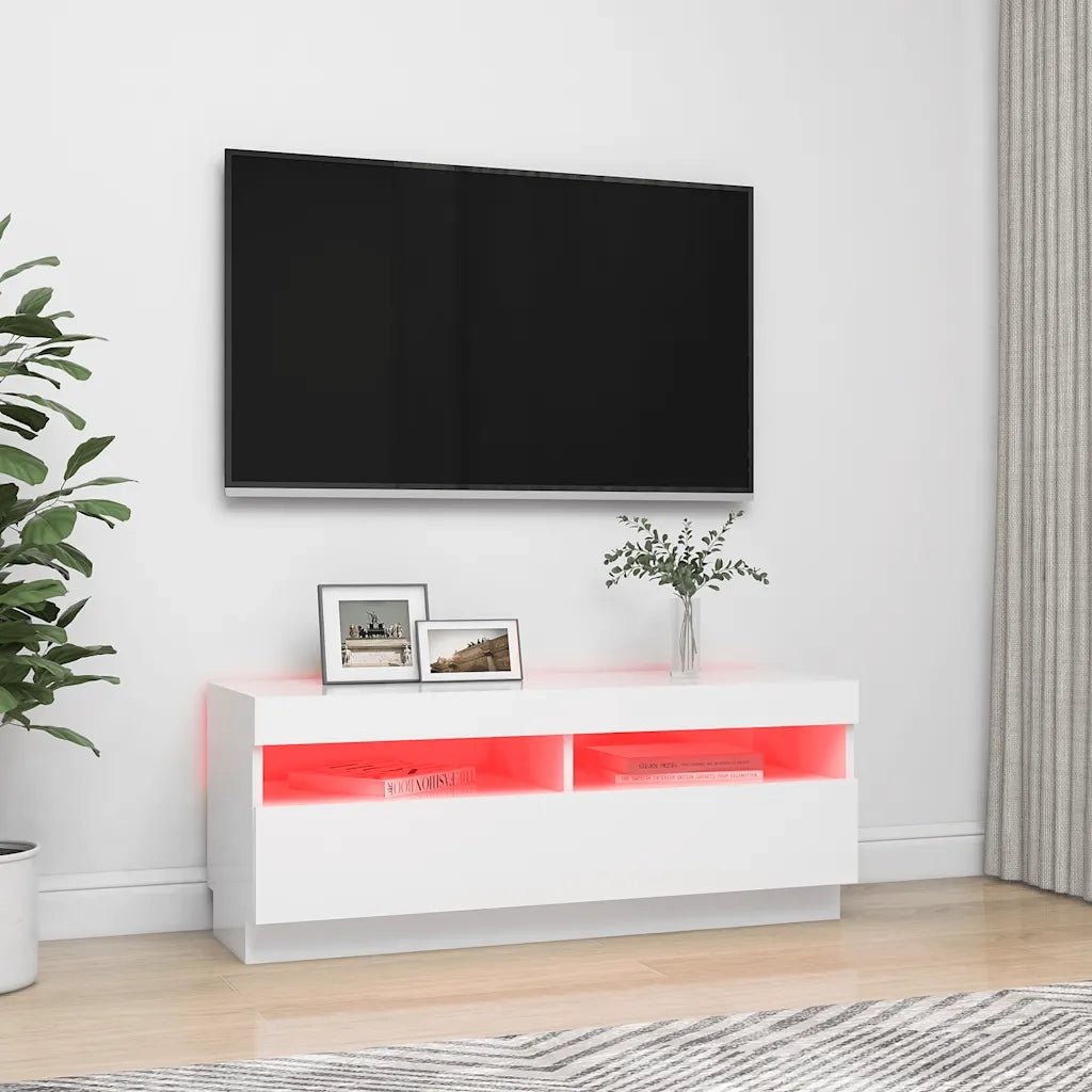 Mobile Porta TV con Luci LED-Mobile per TV-Credenza TV Bianco 100x35x40 cm