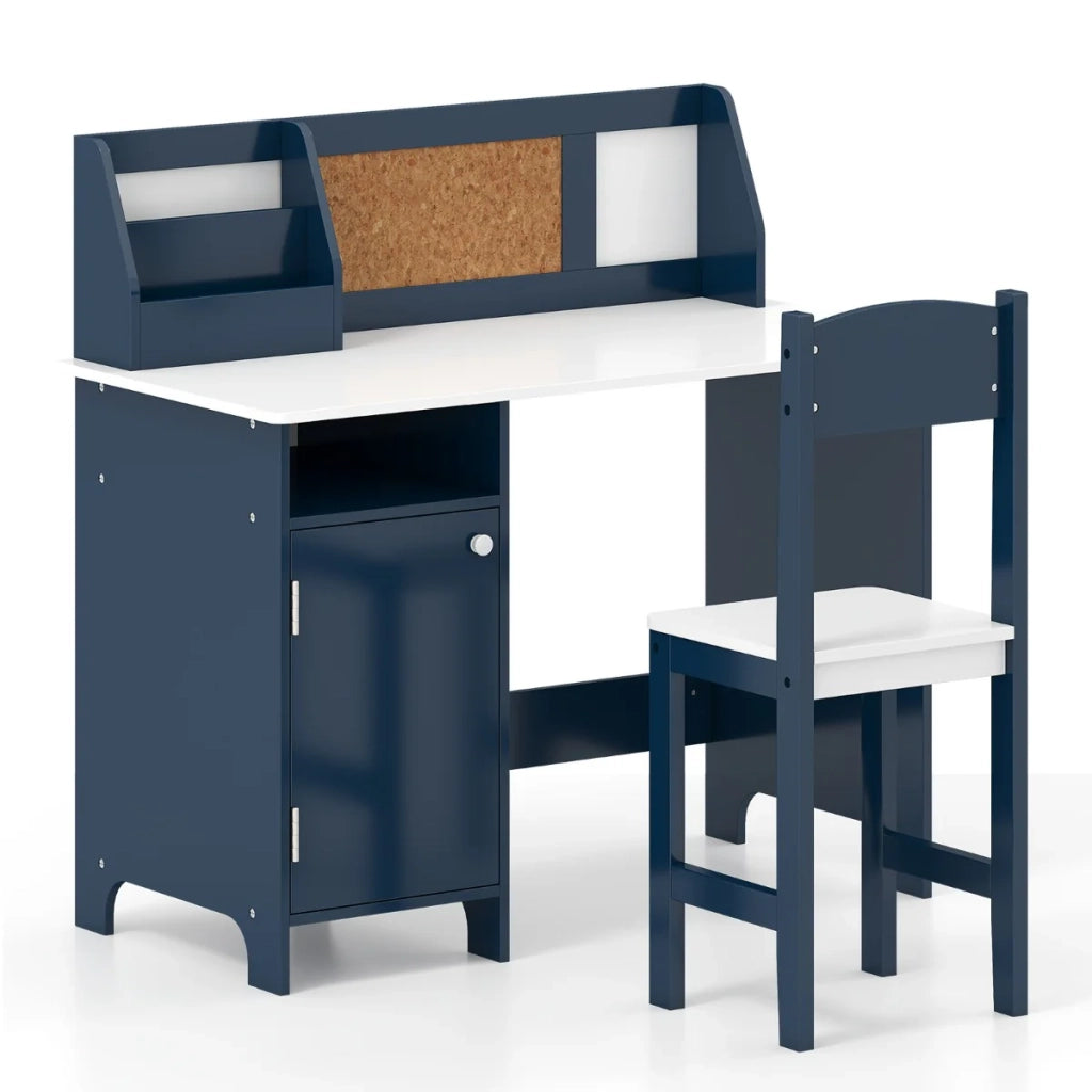Set scrivania per bambini con sedia ergonomica 90 x 45 x 85,5 cm spazio di archiviazione ottimizzato stile moderno MDF blu 20_0018902
