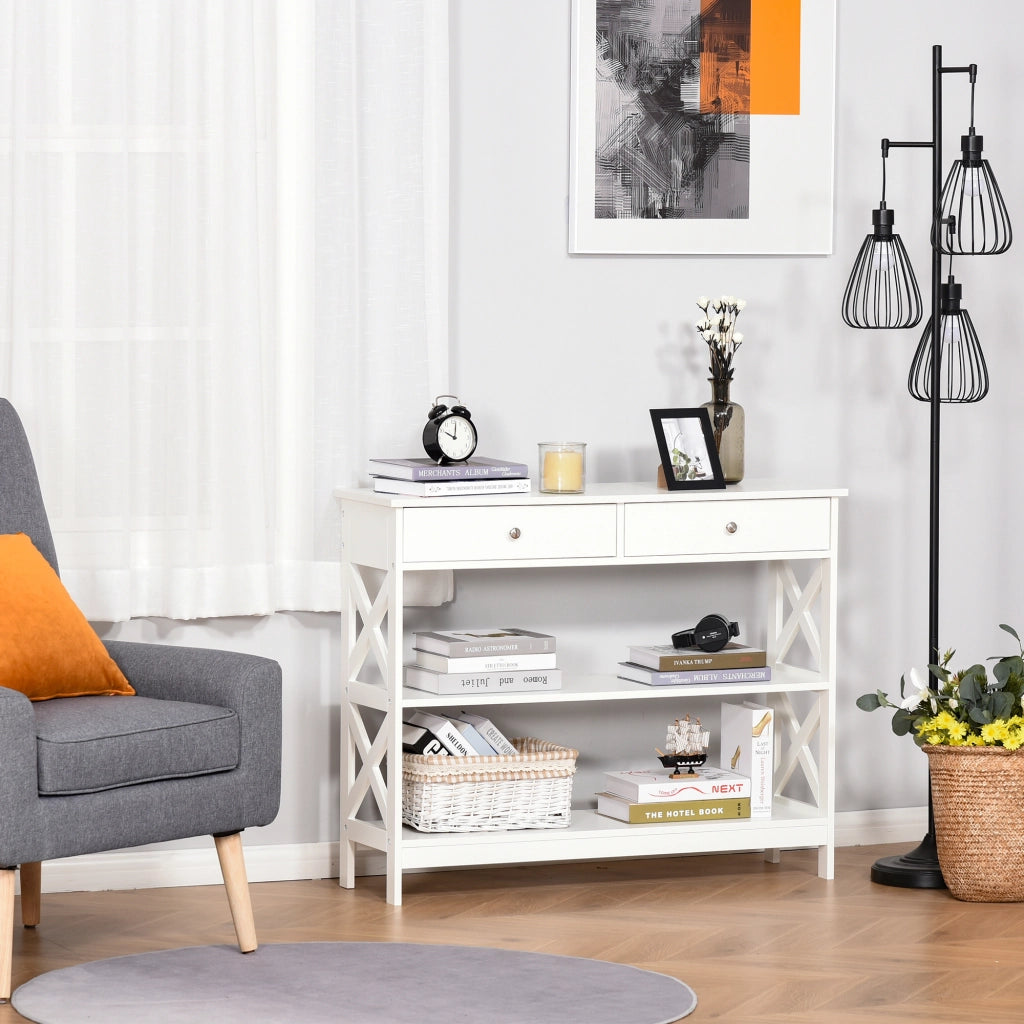 Tavolo da ingresso ¨C zephmum ¨C bianco legno 100x30.5x80 cm