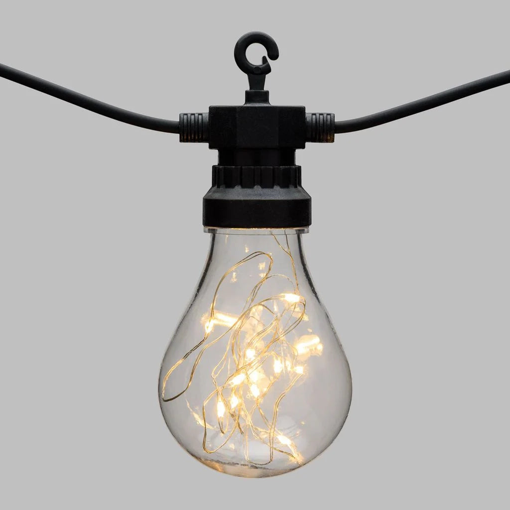 Catena 10 lampadine a goccia led bianco caldo, Ø 67 mm - 5 METRI