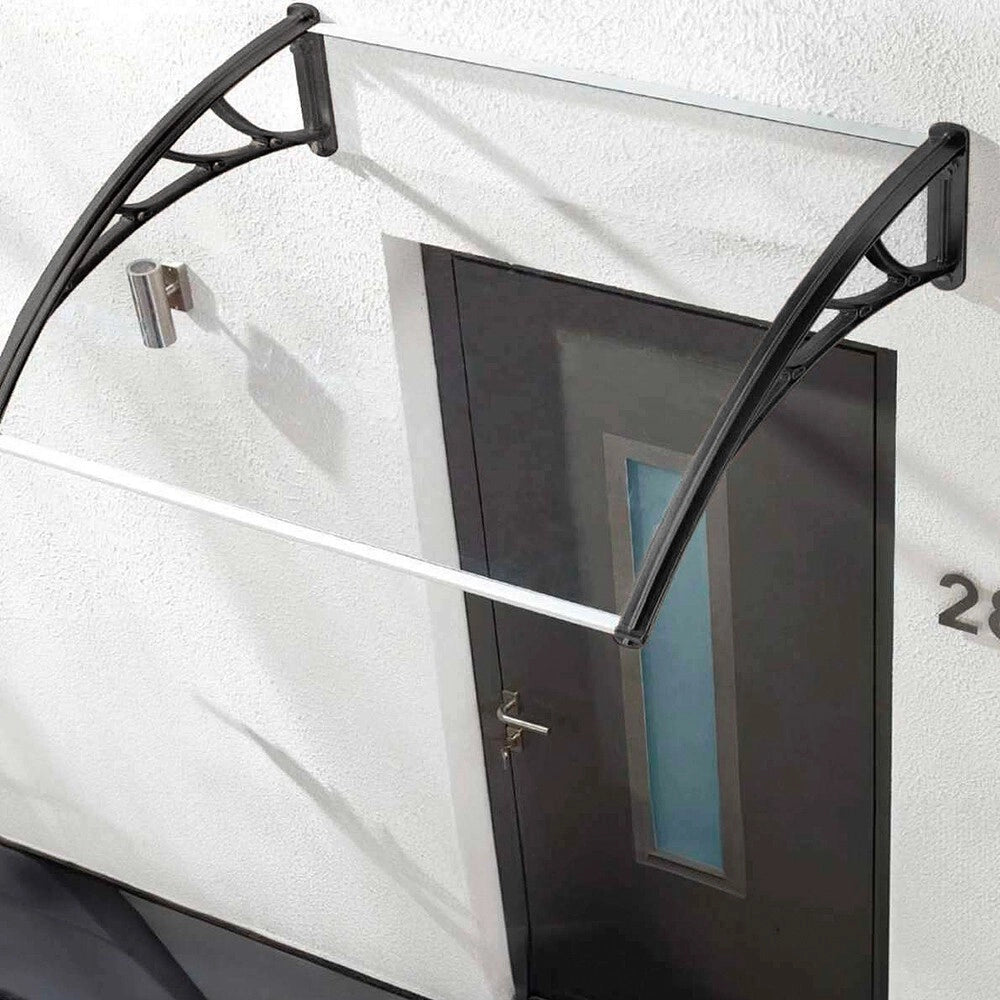 Pensilina Tettoia 120x80 Cm Esterno Porta Ingresso Trasparente Modulare Tetto Copertura Policarbonato