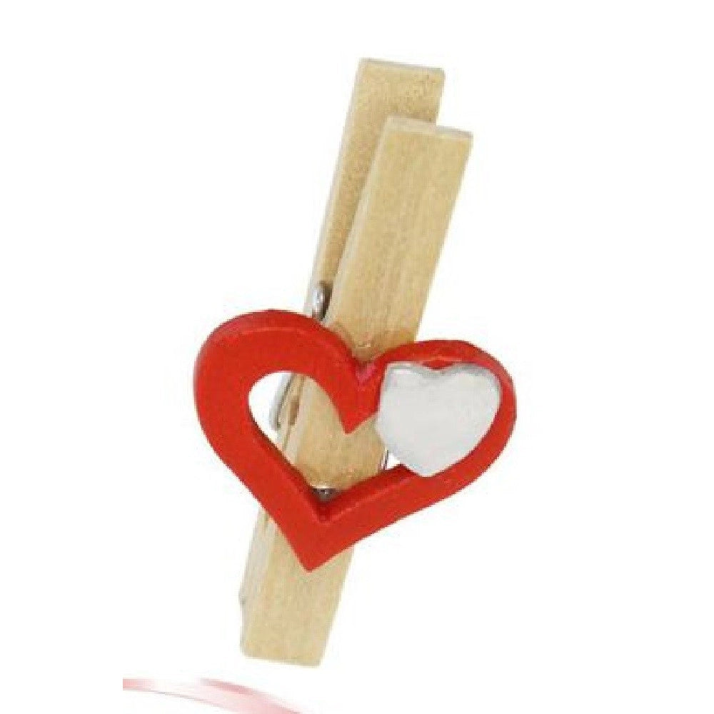 Trade Shop - Set 16 Pz Mollettine Di Legno Con Cuore Rosso San Valentino Vari Modelli 92317 -