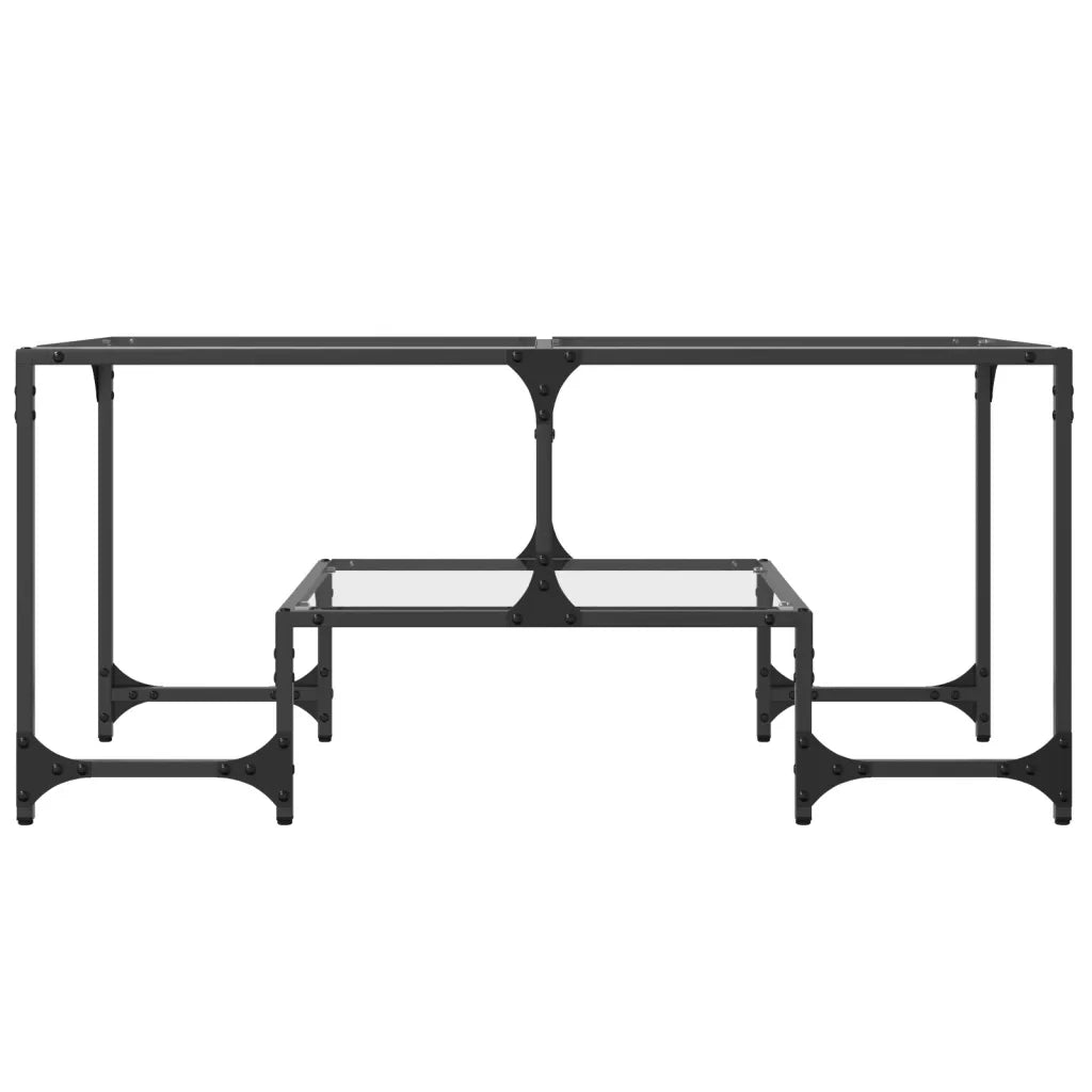 Tavolini con Piano Vetro Trasparente 2 pz 98,5x50x45 cm Acciaio 846014