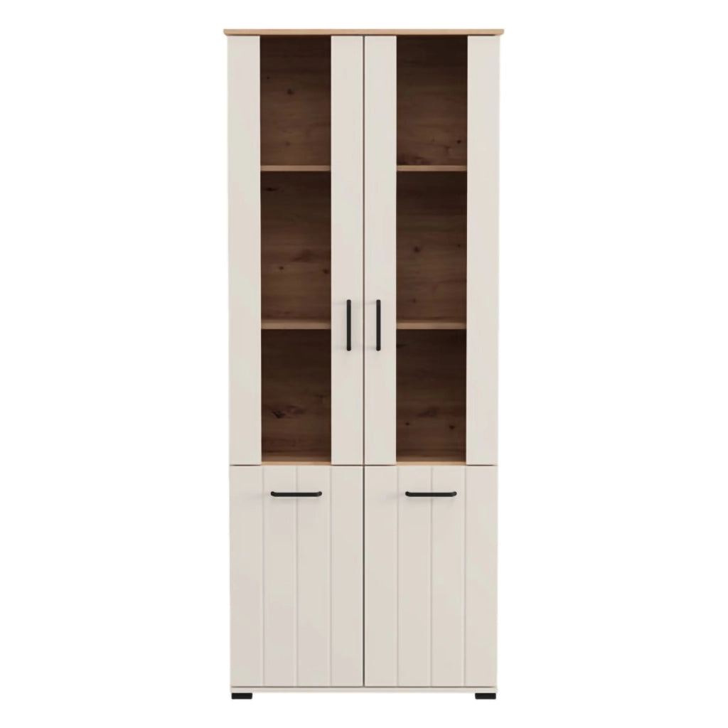 Mobile Espositore Tadas, Vetrina 4 Ripiani, 79x36x191h cm Bianco Crema
