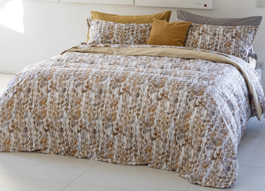 Copripiumino Doubleface In 100% Cotone Modello Les Uniques Dis. 2511 - Matrimoniale - Beige 138