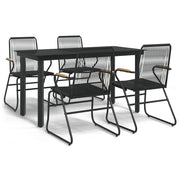 Set da Pranzo da Giardino 5 pz | Set Salotto da Giardino Nero in Rattan PVC
