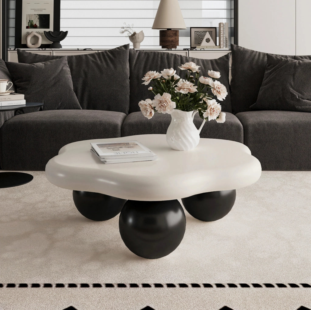 Tavolino da caffè a nuvola ?80 x H35 cm in MDF e plastica; bianco e nero