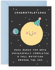 Carta di auguri per compleanni con adesivi - Carte felici con disegni di pianeti - Carte divertenti per lui/lei - Papiro certificato FSC - Vuota per messaggio personale - Carta di auguri