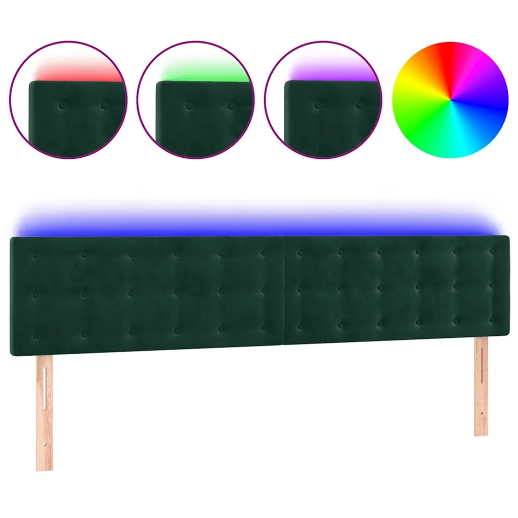 Testiera a LED-Testata con LED Verde Scuro 160x5x78/88 cm in Velluto 389850