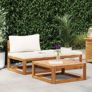 Salotto da Giardino-Set Divani da Giardino 3 pz con Cuscini Crema in Legno Acacia 143501