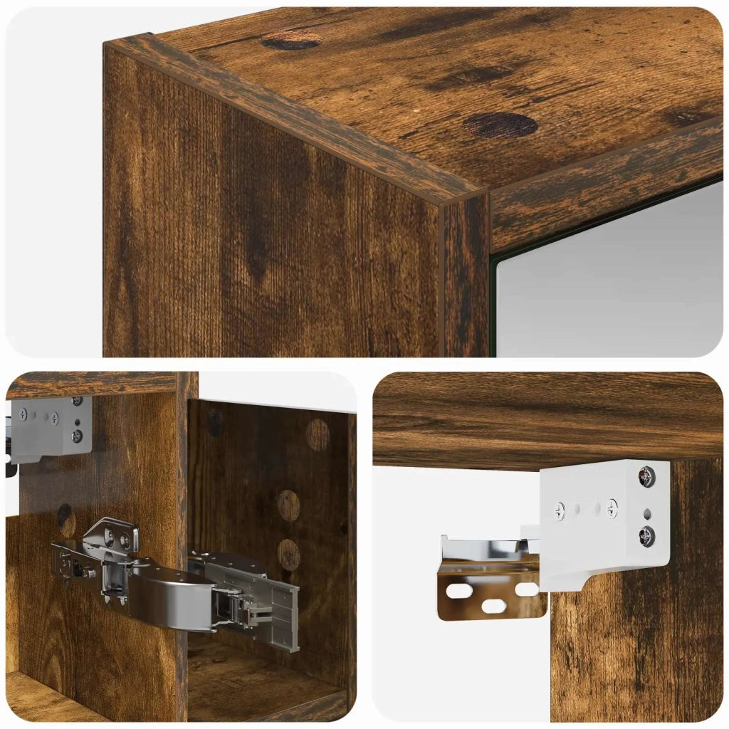 Mobiletto per specchio da bagno Rovere fumé 63,5 x 16 x 62,5 cm