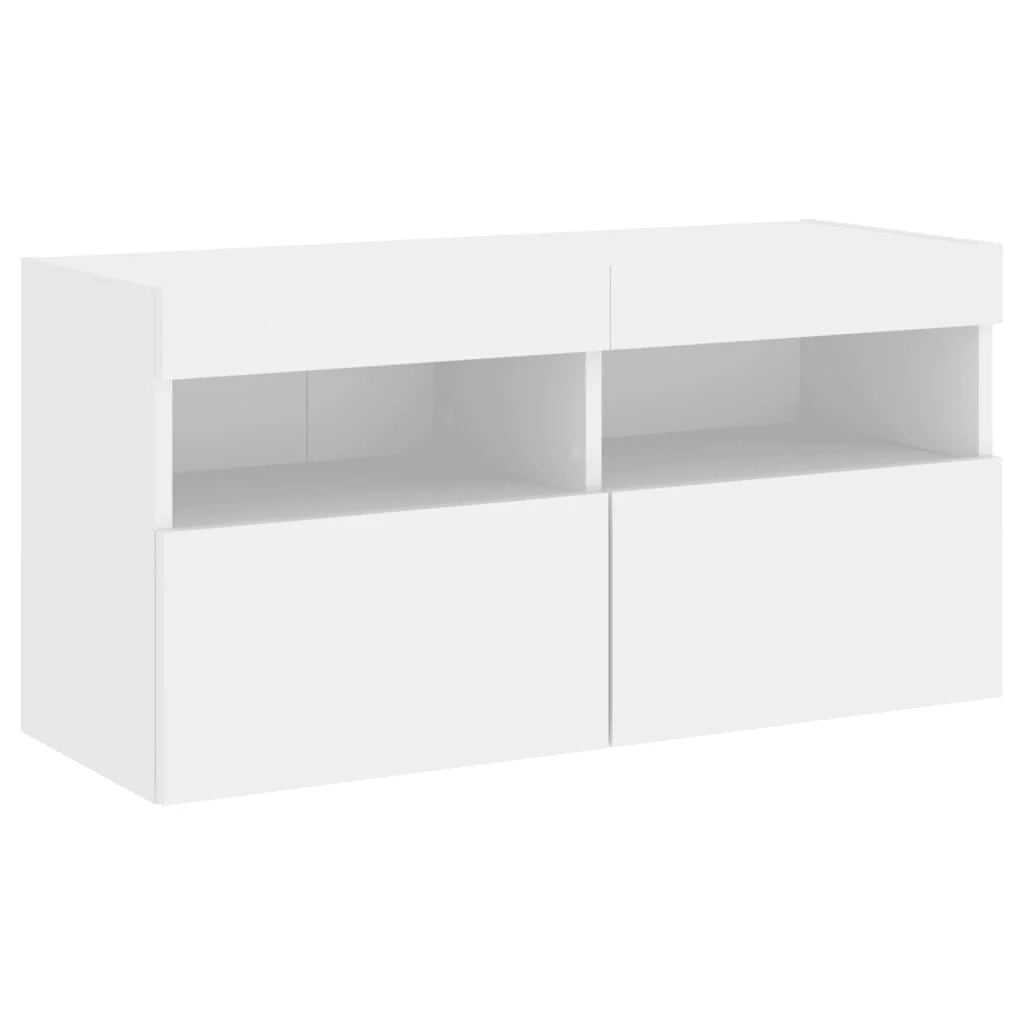 Mobile TV multimediale scaffale TV credenza mobile TV per sala da pranzo soggiorno camera da letto montaggio a parete con luci LED 80 x 30 x 40 cm bianco 02_0027910