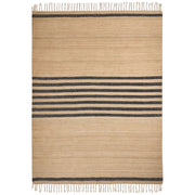 Tappeto in iuta intrecciata naturale in stile bohémien a righe 160 x 230 cm beige soggiorno camera da letto