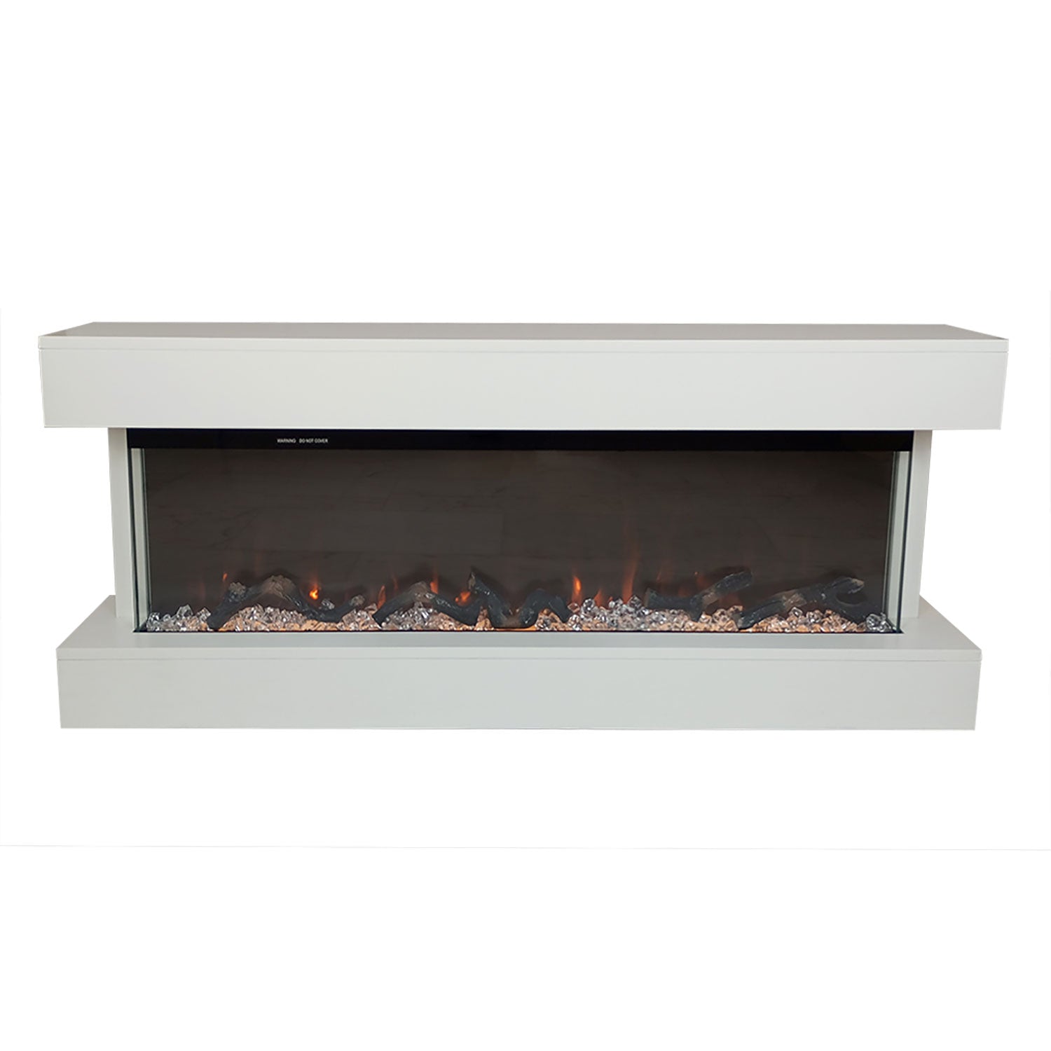 Camino Elettrico da Parete o Incasso Alaro Plus 127x18x52 cm Effetto Fiamma Telecomando in MDF Bianco