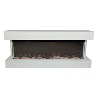 Camino Elettrico da Parete o Incasso Alaro Plus 127x18x52 cm Effetto Fiamma Telecomando in MDF Bianco