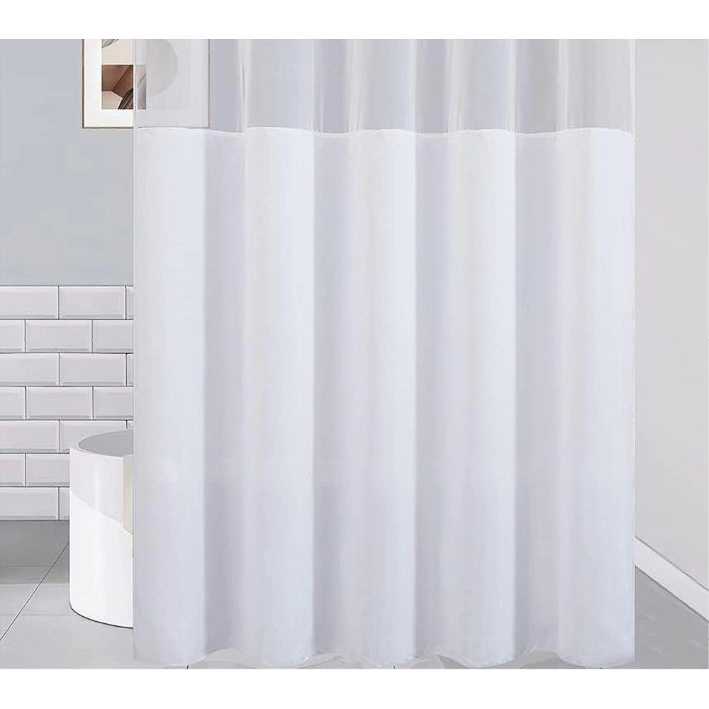 Trade Shop - Tenda Da Doccia Vasca Bagno Peva Con 12 Ganci 180x200cm Trasparente Bianco 69491 -