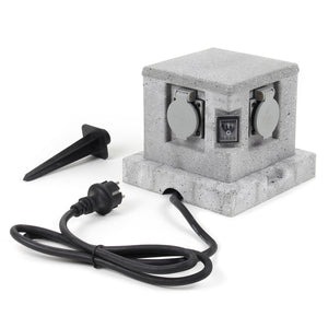 Presa multipla effetto granito per esterno 4 attacchi protezione IP44 2 interruttori