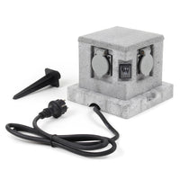 Presa multipla effetto granito per esterno 4 attacchi protezione IP44 2 interruttori