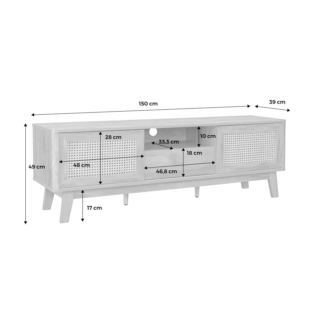 Mobile tv con ante scorrevoli, 150cm, marrone naturale