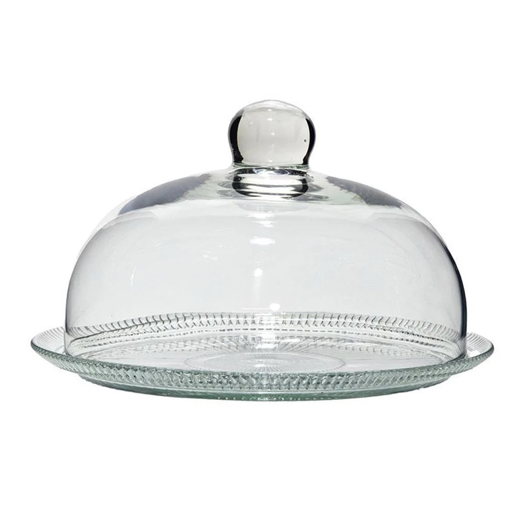 Trade Shop - Piatto Torta Con Campana Trasparente ø30 X H18 Cm In Vetro Soffiato Design Raffinato -
