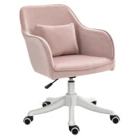 Vinsetto Sedia da Ufficio Massaggiante a 2 Punti con Cuscino e Braccioli, in Tessuto, 57x70x78-86 cm, Rosa