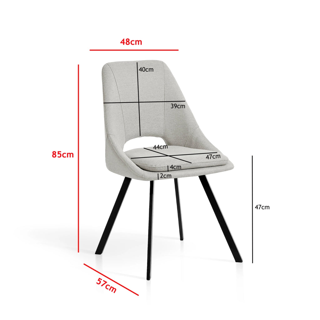 Set 2 sedie da pranzo Hispanohogar ferro e tessuto beige 85×48×57 cm