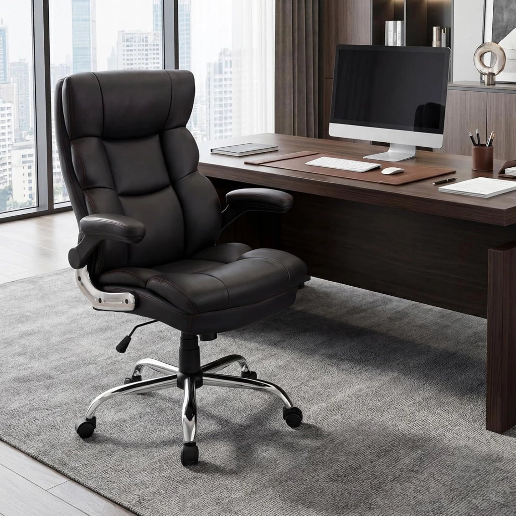 Sedia da Ufficio con Altezza Regolabile, Sedia Ergonomica Girevole per Scrivania, Funzione d’Oscillazione e Braccioli Ribaltabili, per Ufficio Sogiorno, Portata 125 kg
