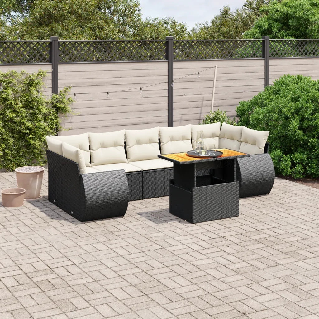 Set Divani da Giardino con Cuscini 8 pz Nero in Polyrattan 3272106