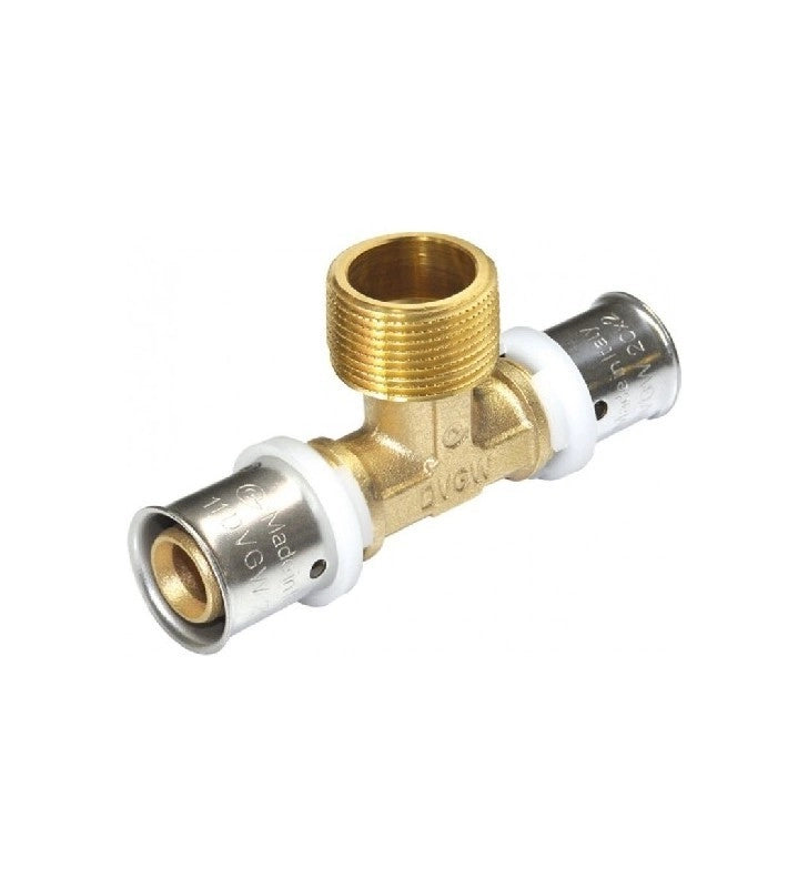 Raccordo a tee maschio diam.1/2x16 a pressare per multistrato